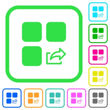 Beyaz arka plan eğri sınırlarında bileşen canlı renkli düz simgeler verme