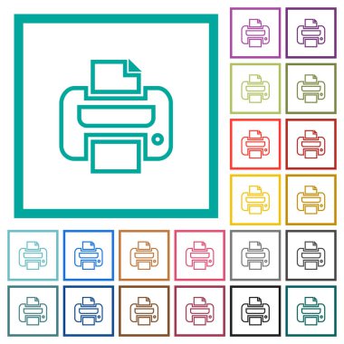 Beyaz arka plan üzerinde düz renk simgeleri çeyreği çerçeveler ile yazdırma