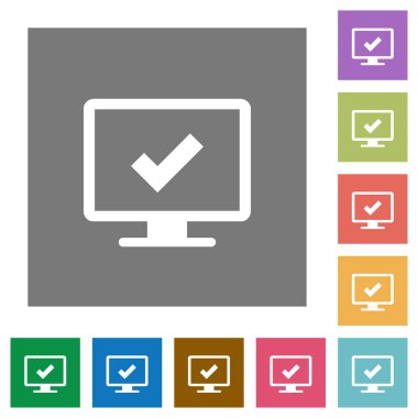 Görüntü ayarları düz simgeler basit renkli kare arka planlar üzerinde kabul