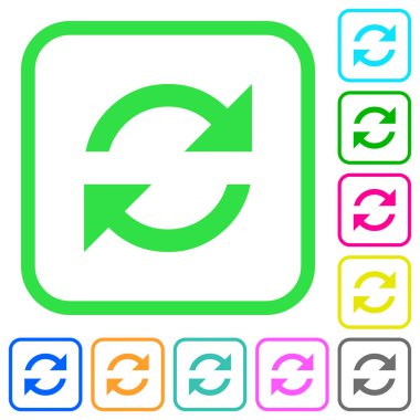 Beyaz arka plan üzerinde eğri sınırları okları canlı renkli düz simgeleri Yenile