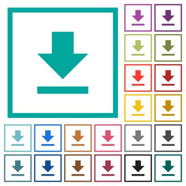 Beyaz arka plan üzerinde çeyreği çerçevelerle düz renkli simgeler İndir