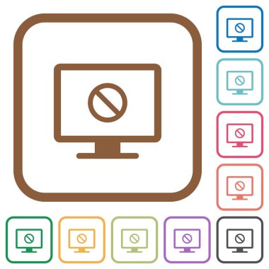 Engelli ekran basit simgeler renkli kare kare beyaz arka plan üzerinde yuvarlak