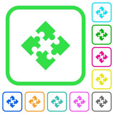 Beyaz arka plan üzerinde eğri sınırları modülleri canlı renkli düz simgeler