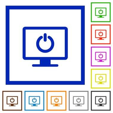 Kare kare beyaz arka plan üzerinde bekleme moduna düz renk simgeleri görüntülemek