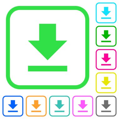 Beyaz arka plan üzerinde eğri sınırları içinde canlı renkli düz simgeler İndir