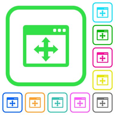 Pencere canlı renkli düz simgeler eğri sınırları içinde beyaz zemin üzerine taşıyın.