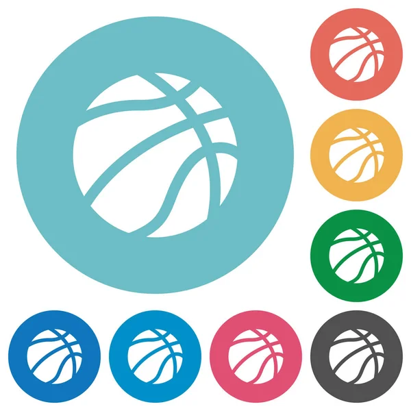 Basketbol düz beyaz simgeleri yuvarlak renkli arka planlar