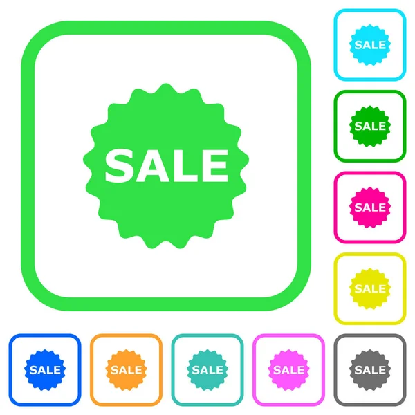 Sale Badge Vivid Colored Flat Icons Curved Borders White Background — Stock Vector