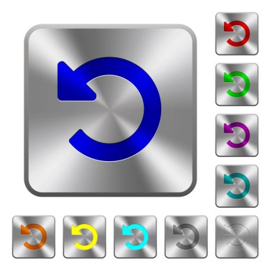 Yuvarlatılmış kare parlak çelik düğmeler üzerinde oyulmuş simgeleri değişiklikleri geri alma