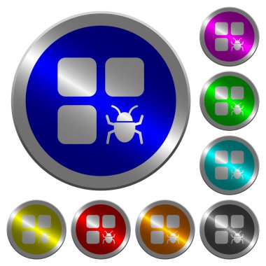 Yuvarlak bileşen hata simgeler üzerinde parlak sikke benzeri renk çelik düğmeleri