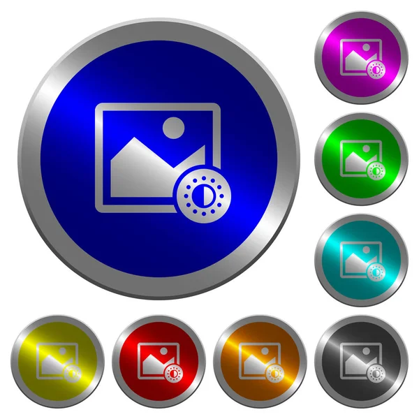 Adjust Image Saturation Icons Luminous Coin Color Steel Buttons — Stock Vector