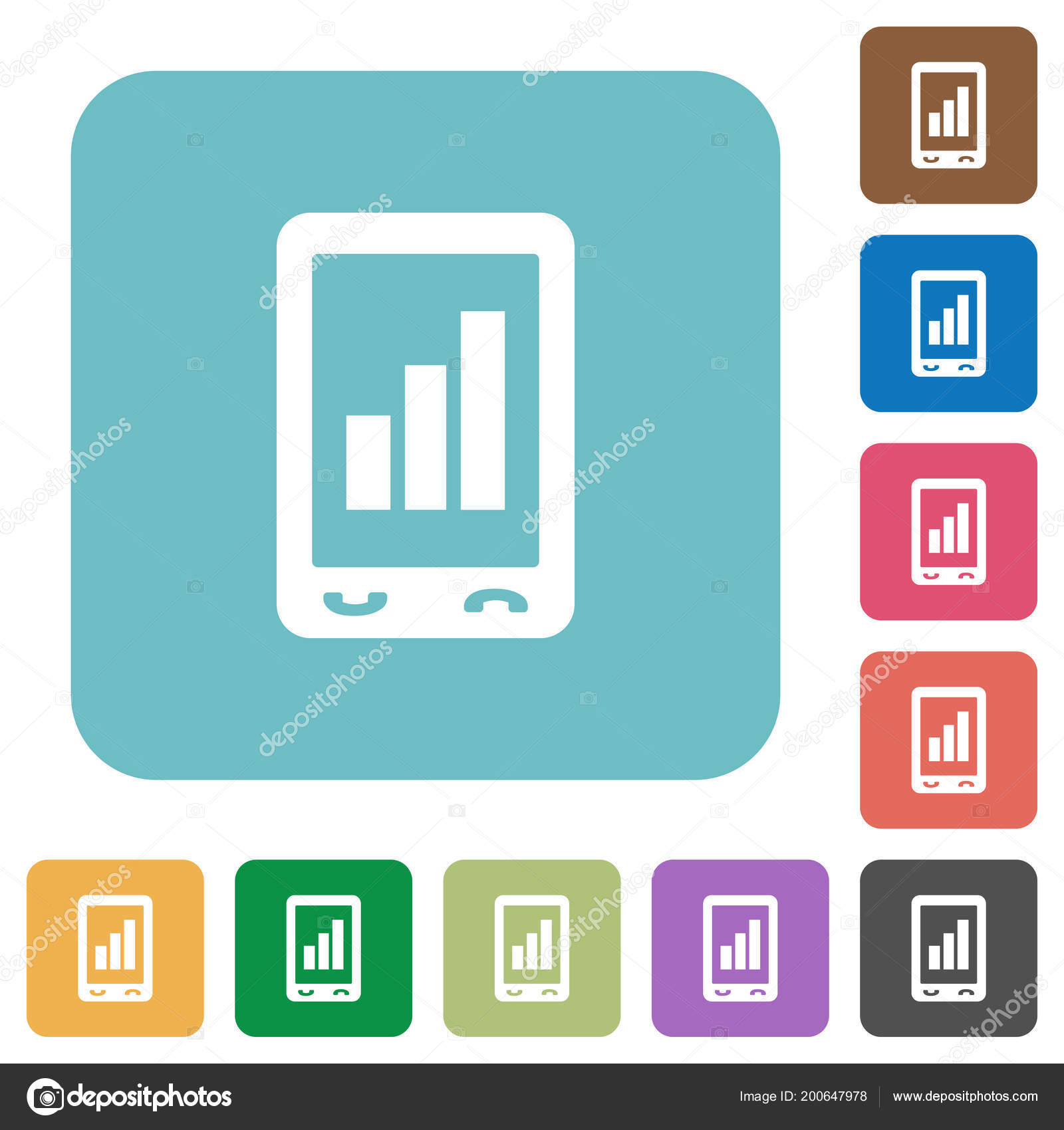 Mobile Signal Strength White Flat Icons Color Rounded Square Backgrounds Mobile Signal Strength White Flat Icons Color Rounded Square Backgrounds