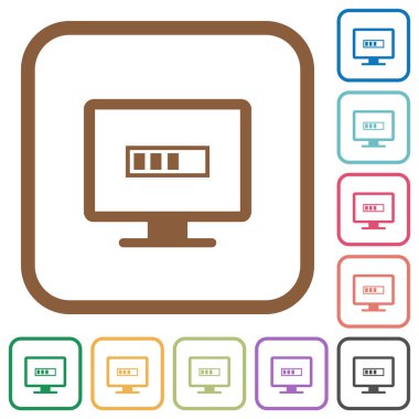 Kare kare beyaz arka plan üzerinde renkli ilerleme basit simgeler operasyonda yuvarlak