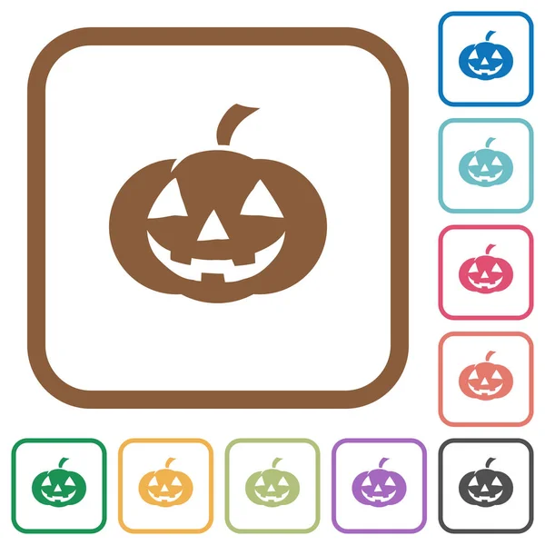 Calabaza Halloween Iconos Simples Color Redondeado Marcos Cuadrados Sobre Fondo — Vector de stock