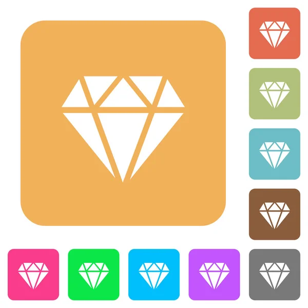 Iconos Planos Diamantes Sobre Fondos Cuadrados Redondeados Colores Vivos — Vector de stock