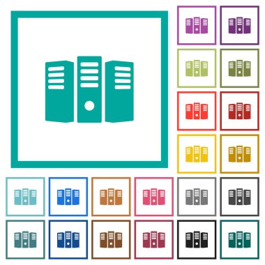 Düz renk simgeleri beyaz arka plan üzerinde çeyreği çerçevelerle barındıran sunucu