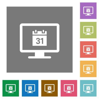 Basit renkli kare arka planlar Online Takvim düz simgeleri