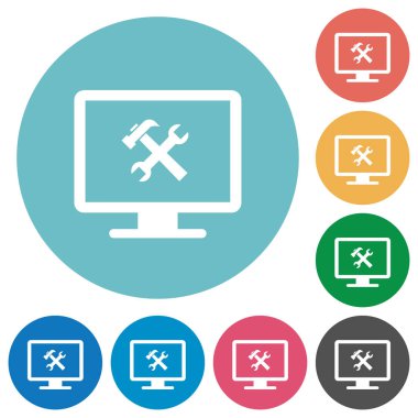 Yuvarlak renkli arka planlar Masaüstü araçları düz beyaz simgeleri