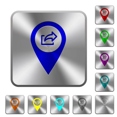 Verme Gps harita konumunu kazınmış simgeler Yuvarlatılmış kare parlak çelik düğmeler