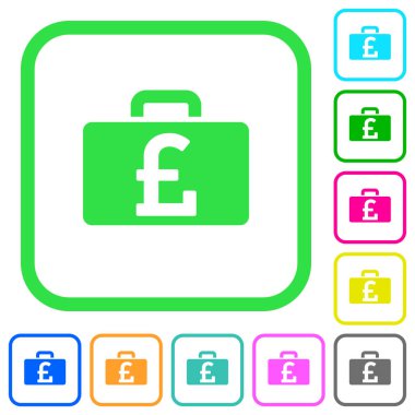 Pound Çanta beyaz arka plan üzerinde eğri sınırları içinde canlı renkli düz simgeler