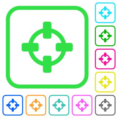 Beyaz arka plan üzerinde eğri sınırları hedef canlı renkli düz simgeler