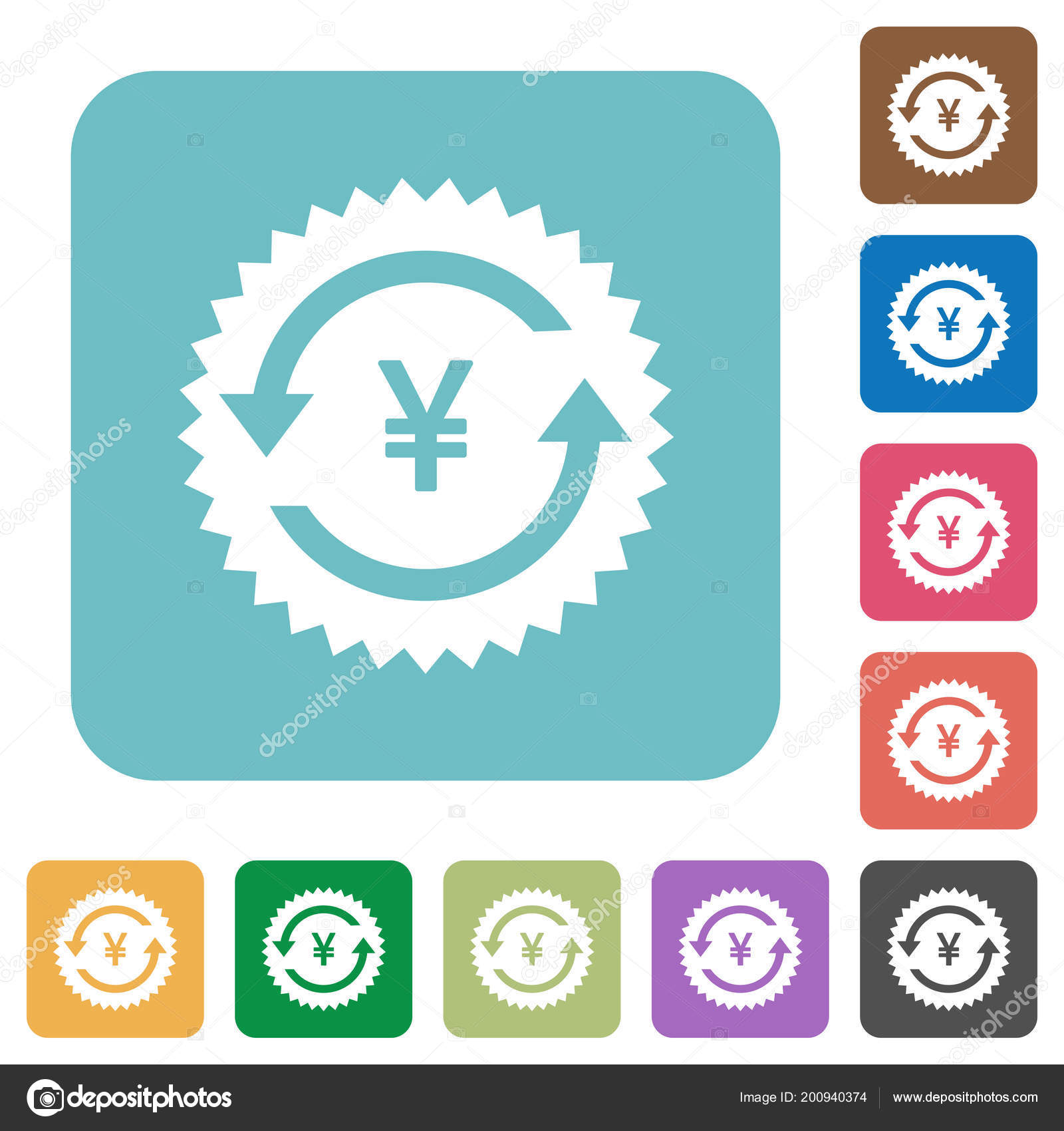 Yen Pay Back Guarantee Sticker White Flat Icons Color Rounded Yen Pay Back Guarantee Sticker White Flat Icons Color Rounded