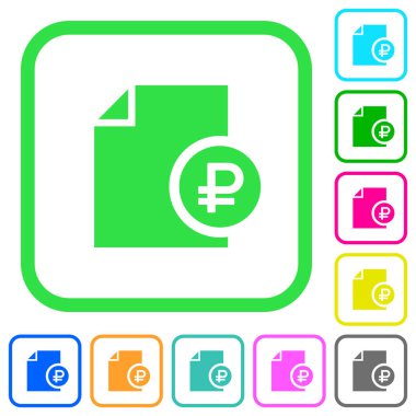 Beyaz arka plan üzerinde eğri sınırları içinde düz simgeler Rublesi mali rapor canlı renkte