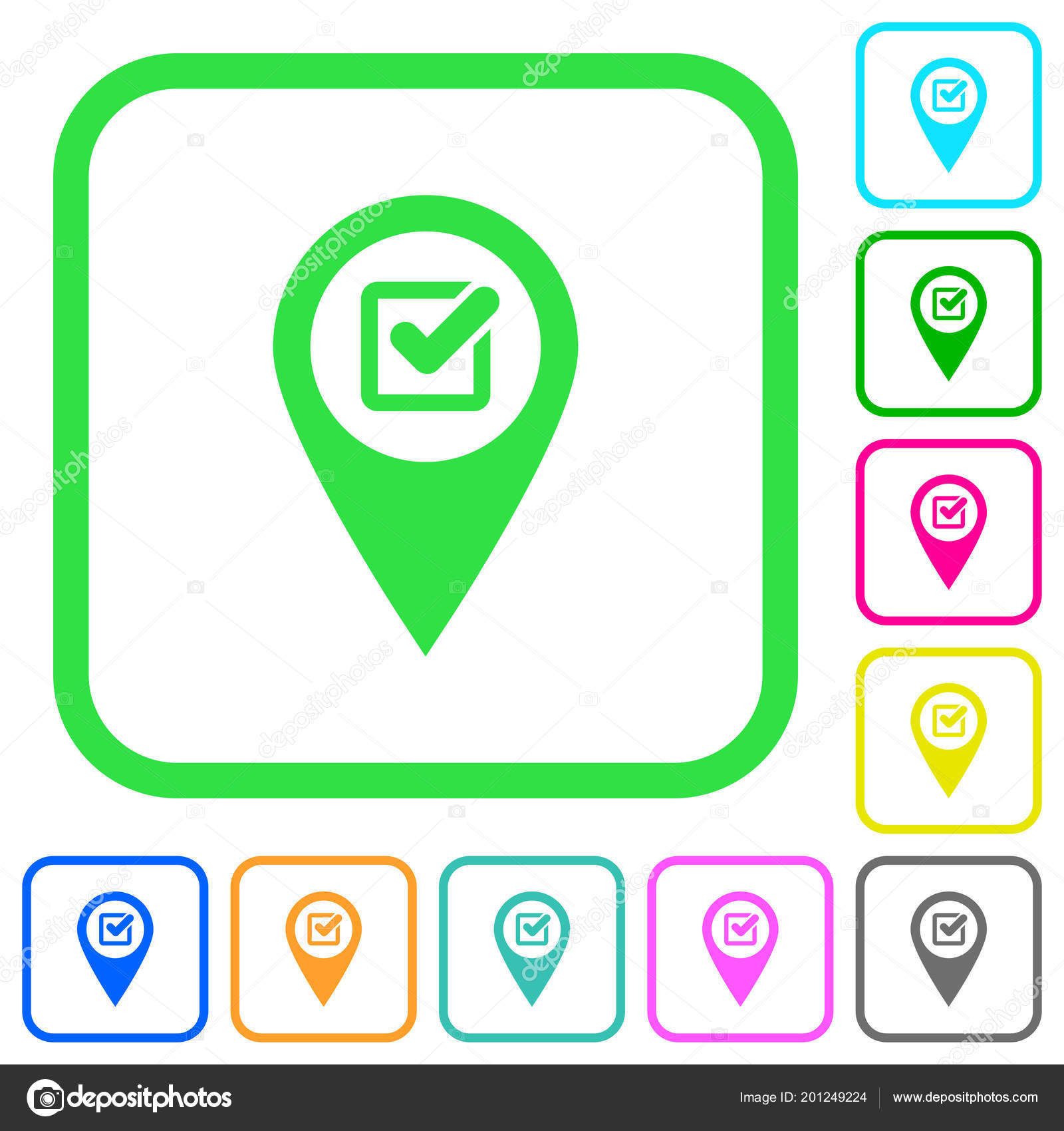 Checkpoint Gps Map Location Vivid Colored Flat Icons Curved Borders ...