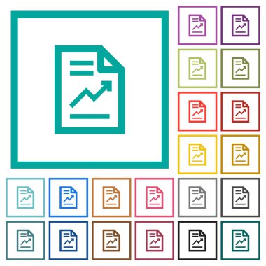 Grafik düz renk simgeleri çeyreği çerçevelerle ile beyaz arka plan üzerinde rapor