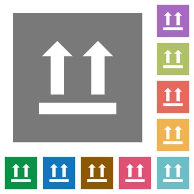 Basit renkli kare arka planlar üzerinde işareti düz simgeleri yan