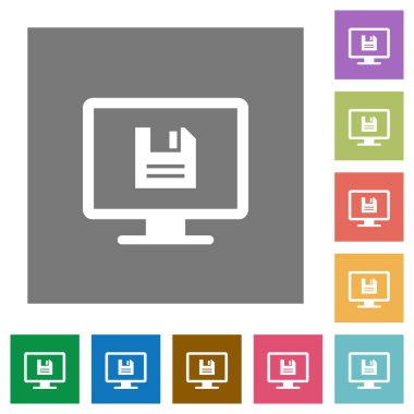 Görüntü ayarları düz simgeler basit renkli kare arka planlar üzerinde kaydedin.