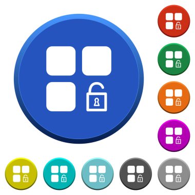 Bileşen düzgün yüzeyler ve düz beyaz simgeler ile renk eğimli düğmeleri yuvarlak kilidini