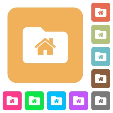 Yuvarlatılmış kare canlı renkli arka planlar üzerinde giriş klasörü düz simgeler.