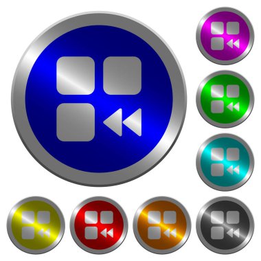 Yuvarlak parlak sikke benzeri renk çelik düğmeleri bileşeni hızlı geri simgeleri