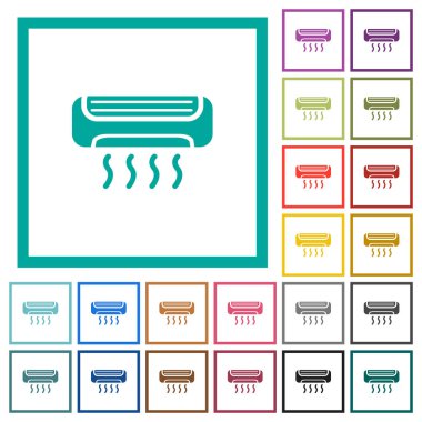 Klima düz renk simgeleri beyaz arka plan üzerinde çeyreği çerçeveli