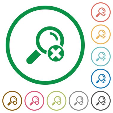 Arama düz renk simgeleri beyaz arka plan üzerinde yuvarlak ana hatlarını iptal