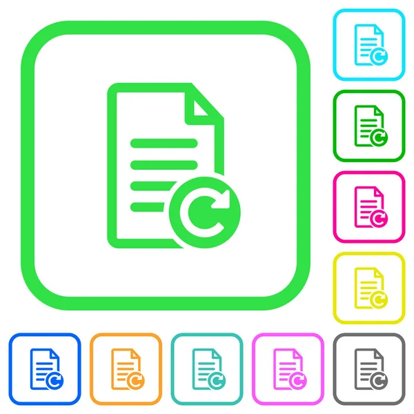 Redo Document Changes Vivid Colored Flat Icons Curved Borders White — Stock Vector