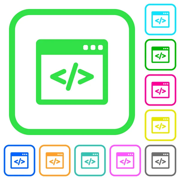 Programlama Kodu Icons Yazılım Pencere Canlı Renkli Düz Beyaz Arka — Stok Vektör