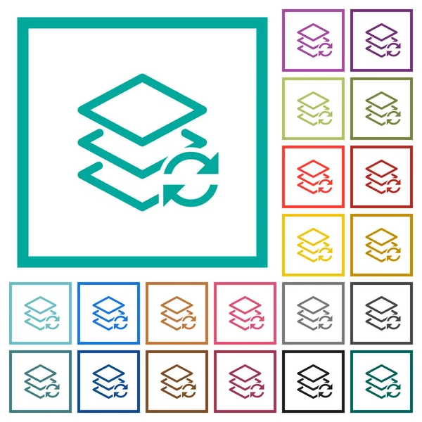 Katmanlar düz renk simgeleri çeyreği kare beyaz zemin üzerine ile Değiştir