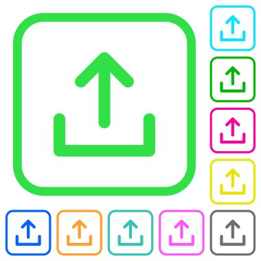 Beyaz arka plan üzerinde eğri sınırları sembolü canlı renkli düz simgeler yükleme