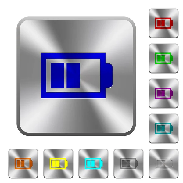 Demi Batterie Avec Deux Unités Charge Gravées Icônes Sur Des — Image vectorielle