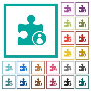 Eklenti yazar düz renk simgeleri beyaz arka plan üzerinde çeyreği çerçeveli