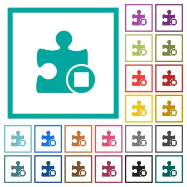 Beyaz arka plan üzerinde eklenti düz renk simgeleri çeyreği çerçevelerle durdurmak