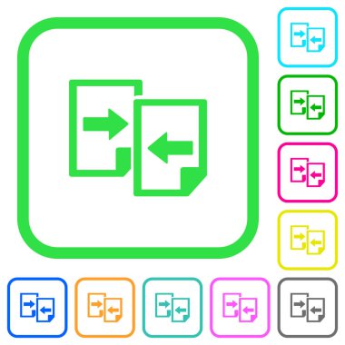 Belgeler canlı renkli düz simgeler beyaz arka plan üzerinde eğri sınırları içinde paylaşmak