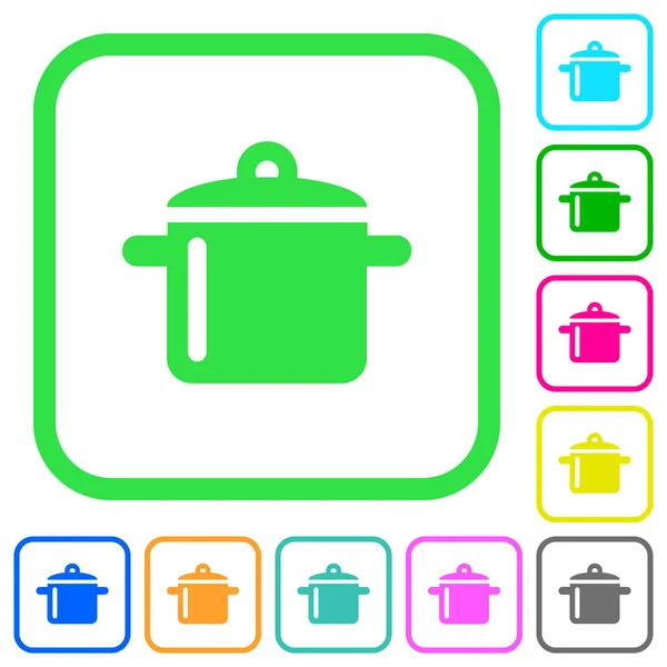 Cooking Vivid Colored Flat Icons Curved Borders White Background — Stock Vector