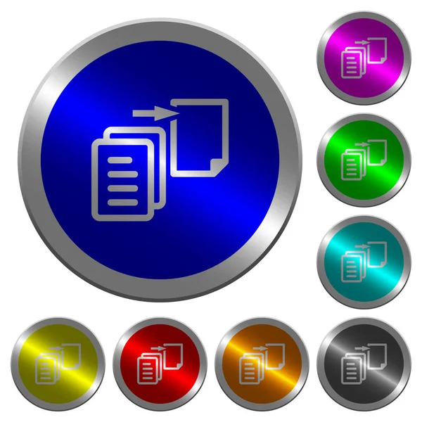 Bestandspictogrammen Ronde Lichtgevende Munt Achtige Stalen Kleurknoppen Verplaatsen — Stockvector