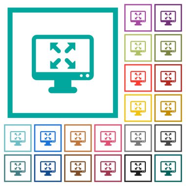 Tam ekran görünümü düz renk simgeleri çeyreği kare beyaz zemin üzerine ile Değiştir