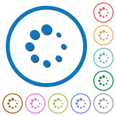 Beyaz arka plan üzerinde yuvarlak özetliyor gölgelerde ile Preloader sembolü düz renk vektör simgeleri