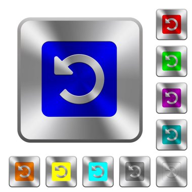 Yuvarlatılmış kare parlak çelik düğmeler döndürme sol oyulmuş simgeleri