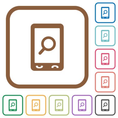 Mobil arama basit simgeler renkli kare kare beyaz arka plan üzerinde yuvarlak